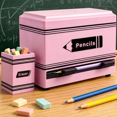 2pcs Pencil Dispenser for Classroom, Fun Desk Organizer with Eraser Holder, I...