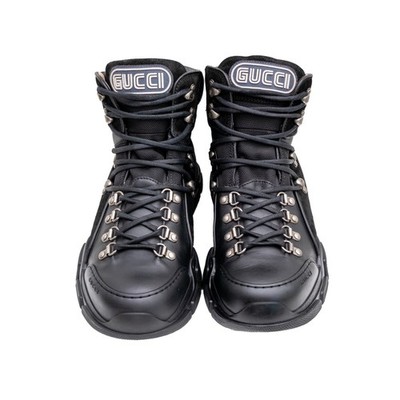 Gucci Flashtrek Black Leather High Top Hiking Boots Mens  display picture 1