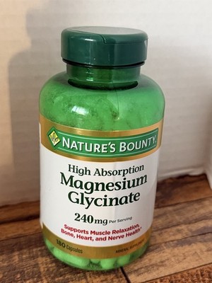 Nature's Bounty High Absorption Magnesium Glycinate 240mg, 180 Caps EXP 12/28