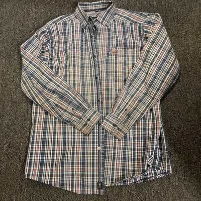 Ariat Pro Series Long Sleeve Button Down Plaid Checkered Shirt Men's Size Large