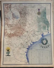 Texas Sesquicentennial Map Poster - 1984 Print - Unopened & Original Packaging