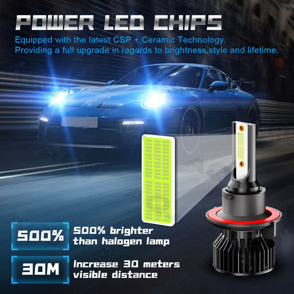 H13 9008 ICE BLUE LED Headlight Bulb 8000K For GMC Yukon 2007-2014