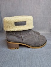 Grey Faux Suede Sherpa Lined Ankle Boots