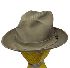 Dorfman Pacific Hat MEN MEDIUM Scala Fedora Tan Panama Khaki Vintage Made In USA