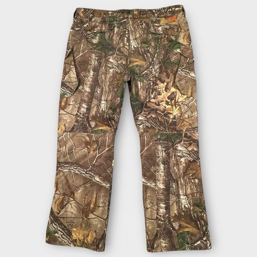 Under Armour Storm Pants Mens 42x32 Ripstop RealTree Camo Field Cargo Hunting