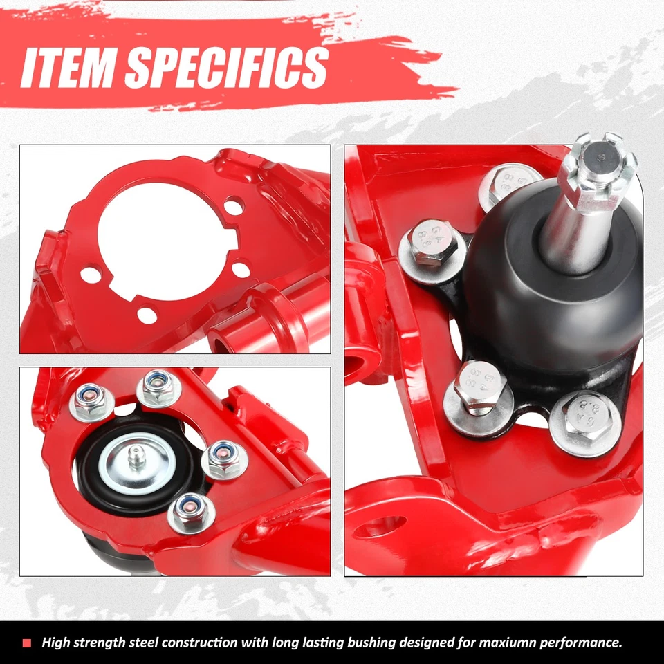 2-4"Lift Tubular Front Upper Control Arms for Silverado Sierra 1500 99-06 Red - Image 3 of 4