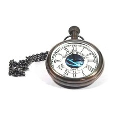 Vintage Style Pocket Watch with Chain Classic Roman Numeral Dial Pendant