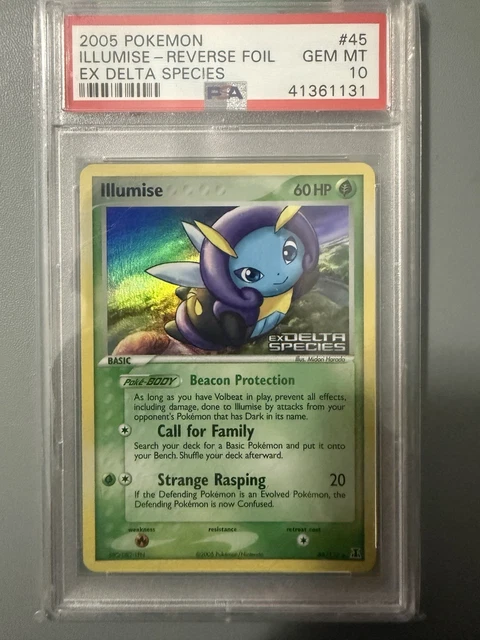 2005 POKEMON EX DELTA SPECIES #45 ILLUMISE-REVERSE FOIL PSA 10