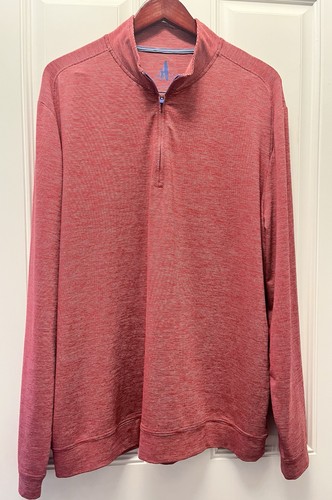 Johnnie-O Vaughn Striped Performance Quarter Zip Pullover Men's XL -Red