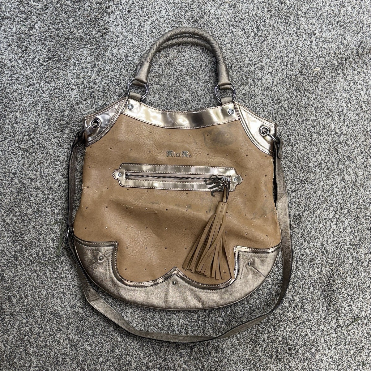 MISS ME Shoulder Bag Tote Grunge Purse Y2K Gold Metallic | eBay