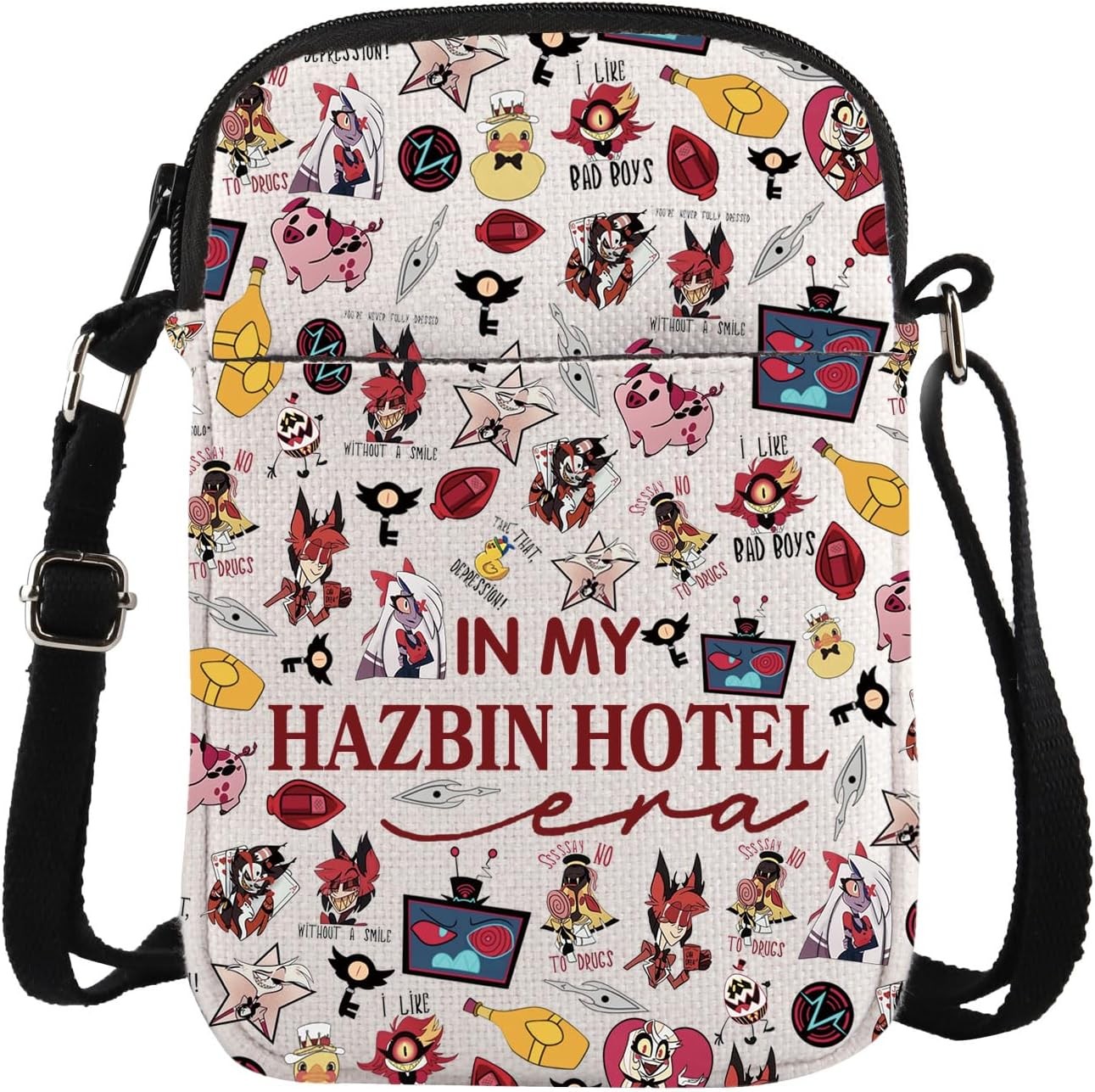 Hazbin Cartoon Movie Merch Crossbody Bag Hotel Alastor Cartoon Characters Gift