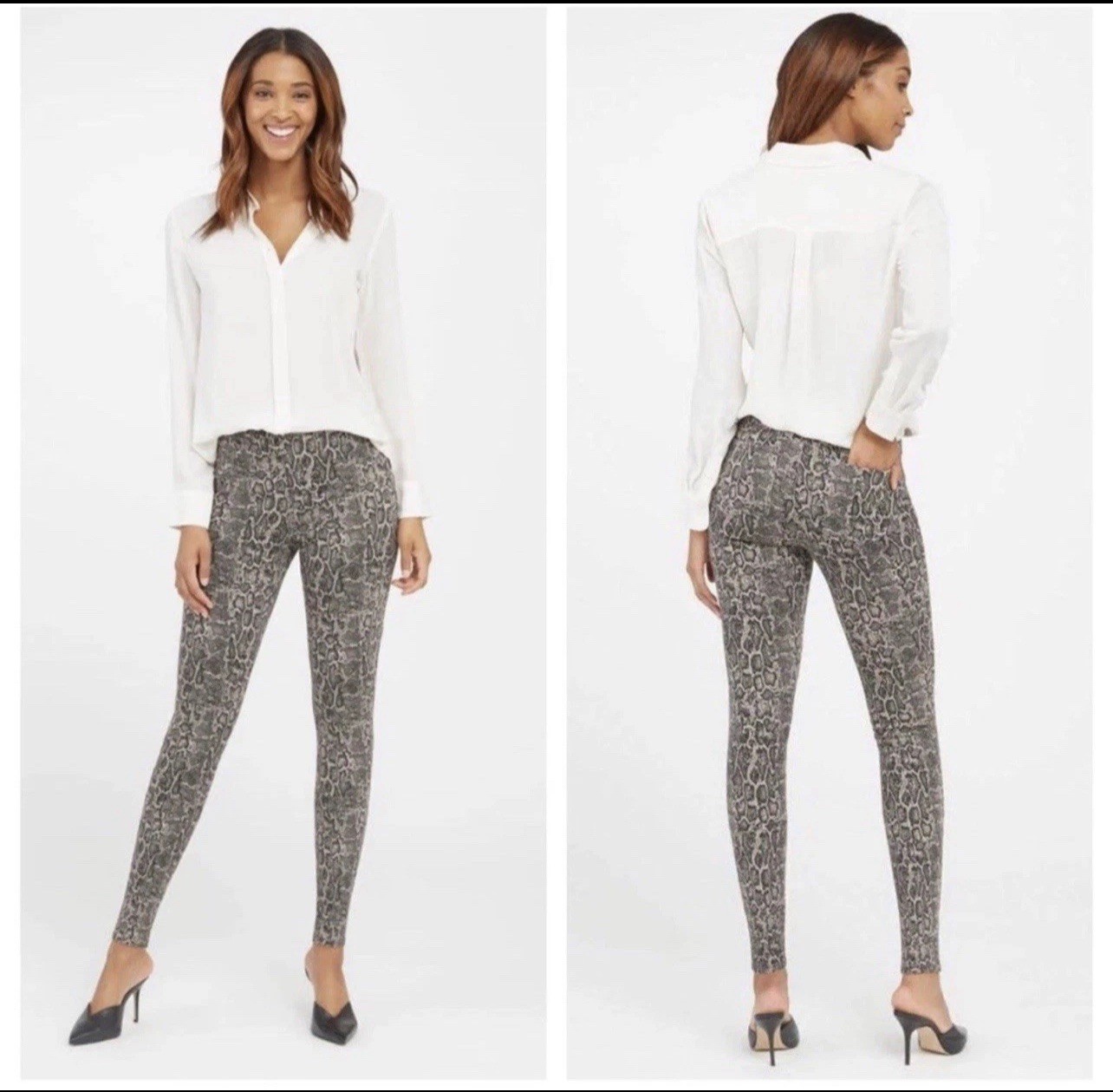 SPANX Python Print Cropped Tummy Control Leggings… - image 6