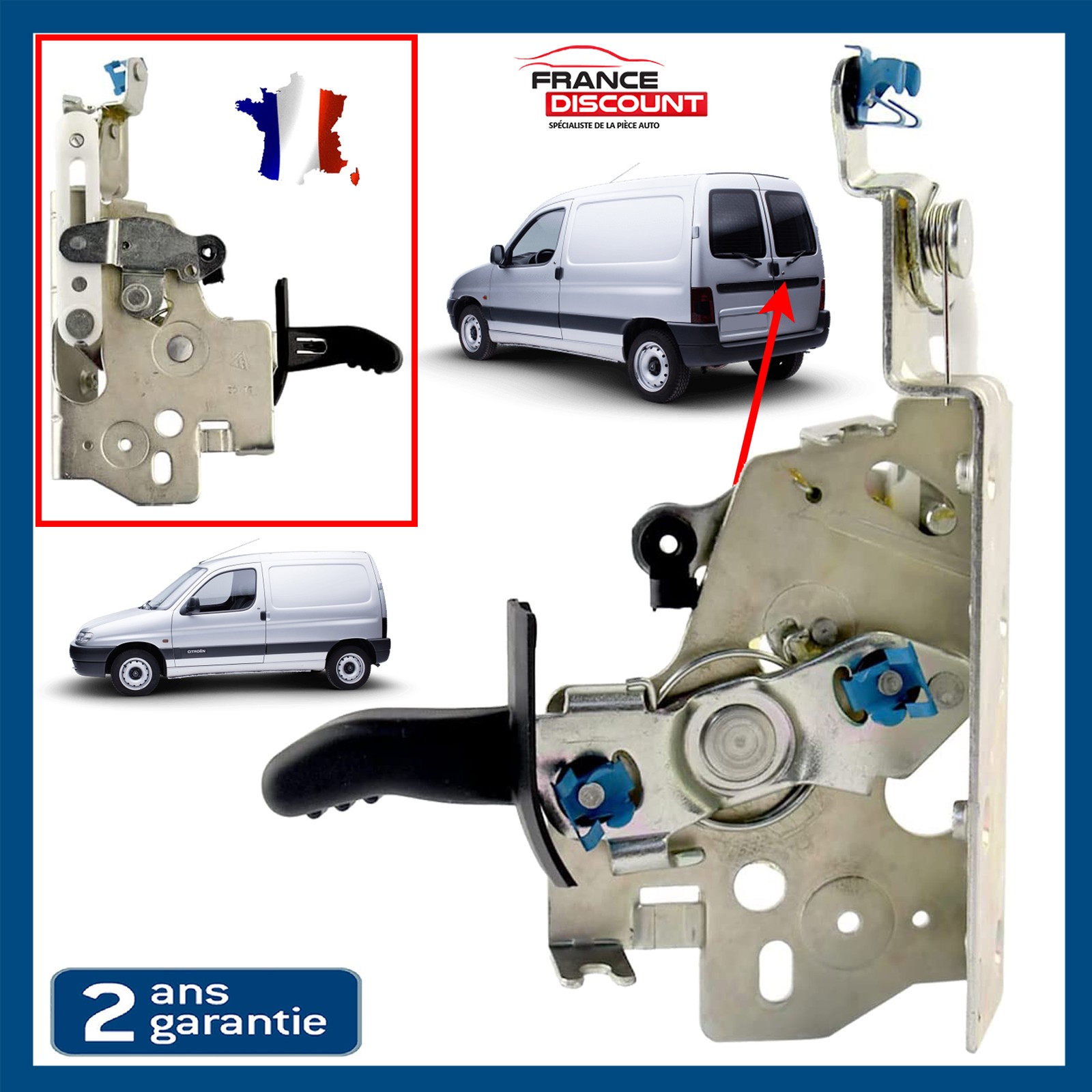 Serrure de porte arrière Berlingo résout le blocage du coffre Partner de 1996 à 2010
