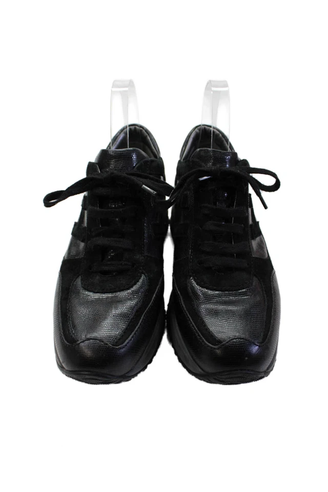 Zapatillas bajas Hogan para mujer con ribete de gamuza negras talla 9 Foto 2 de 4