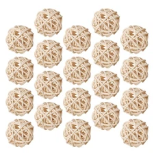  35 PCS Wicker Rattan Balls Decorative Christmas Tree Ornaments Miniature