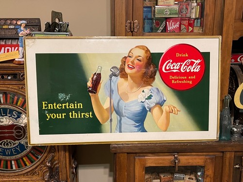 RARE 1941 COCA COLA CARDBOARD. GIRL SINGER. ENTERTAIN YOUR THIRST