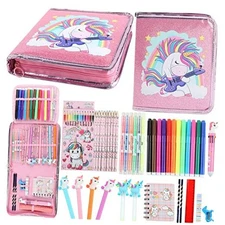 Leeche Fruit Scented Markers Set 44 Pcs Filled Stationery with Unicorn Pencil 