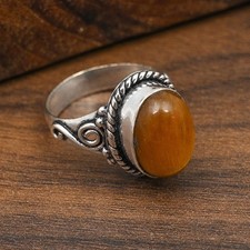 Wonderful Tiger's Eye Gemstone Handmade 925 Solid Sterling Silver Jewelry Ring