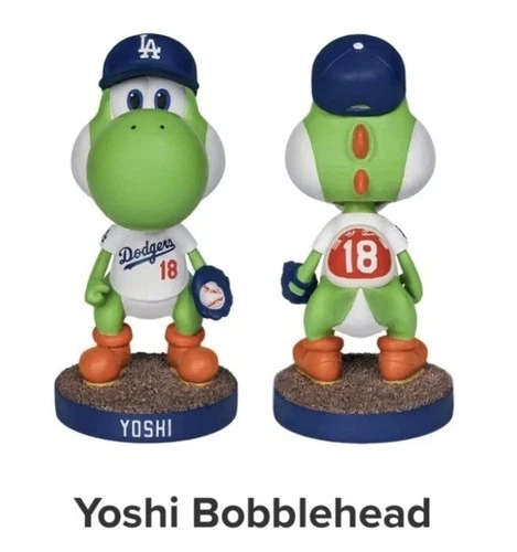 2026 YOSHI Bobblehead SUPER MARIO NINTENDO #18 Dodgers SGA 3/31/26