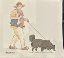 Shetland Sheepdog Original Watercolor by UK Artist Sandra Coen. 7 X 8