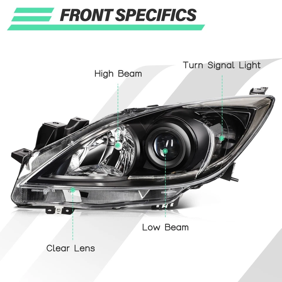 Conjunto de faros para Mazda 3 (5 velocidades) 2010 2011 2012 2013 carcasa negra L+R Foto 2 de 4