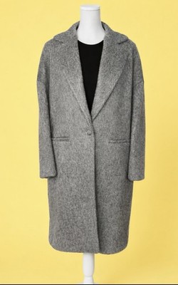 MANGO Basics Mantel grau Gr. M   Wollmix klassisch & zeitlos