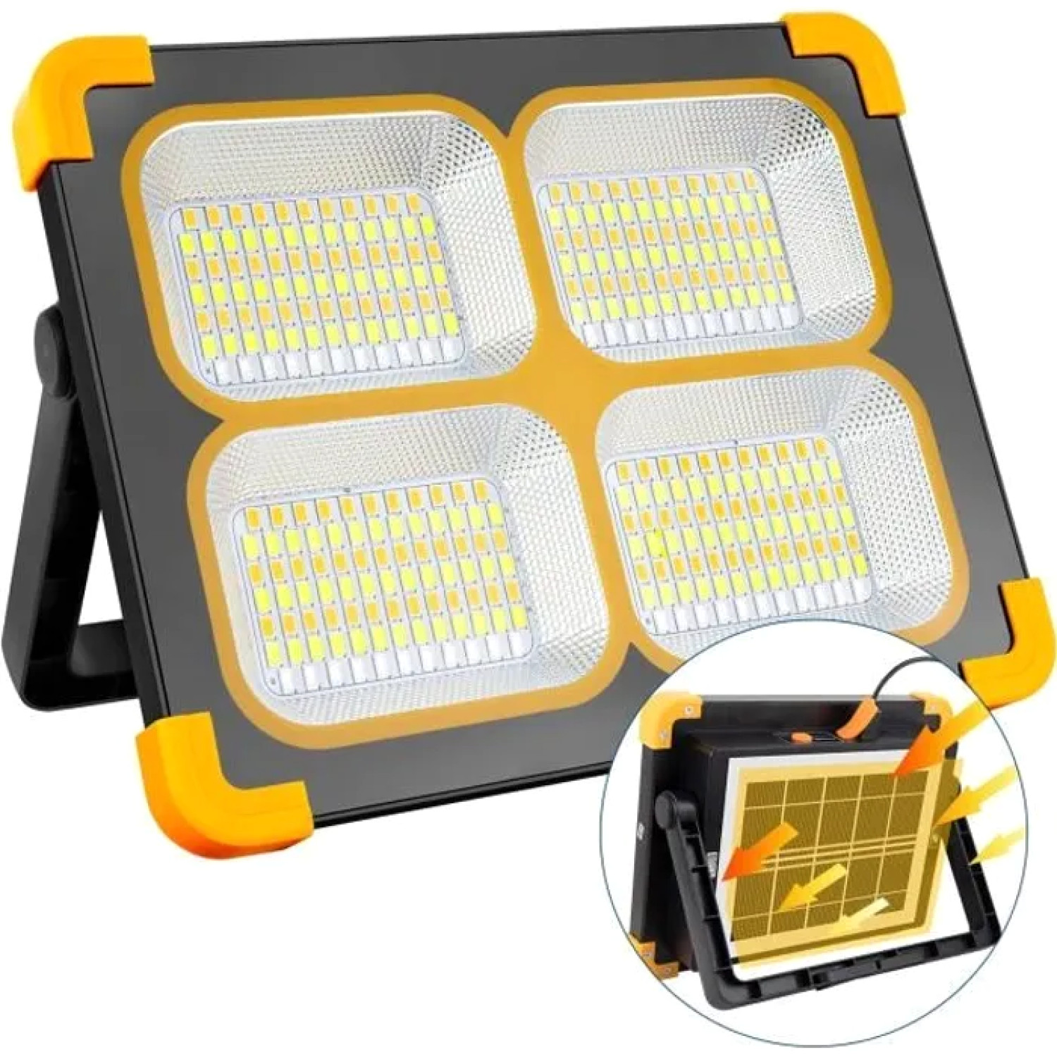 Projecteur LED rechargeable 80W extérieur étanche et projecteur solaire de chantier