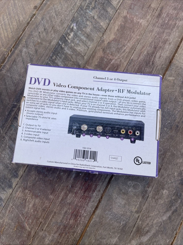 DVD Video Component Adapter RF Modulator Radio Shack Channel 3 or 4 Output - Image 4 of 4