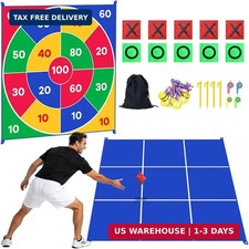 2-in-1 Giant Tic Tac Toe Game Bean Bag Toss Games, 4.5FT Double-Sided Large Tic