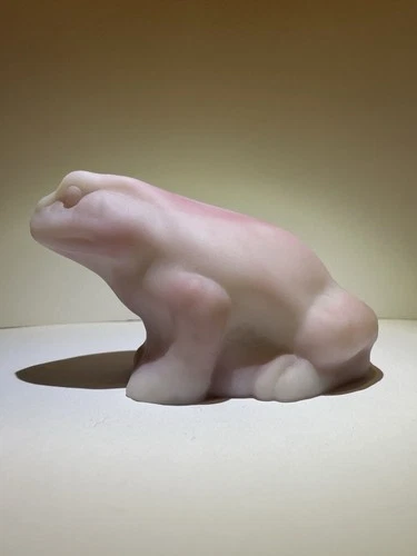 Fenton Glass Rosalene Frog Figurine Pink Satin Toad Animal Vintage UV Glow Wow