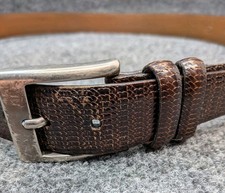 Saks Fifth Avenue Men’s Leather Belt Size 36 Brown Lizard Embossed USA Made...