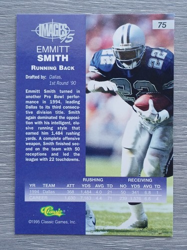 EMMITT SMITH 1995 CLASSIC IMAGES COWBOYS - Picture 2 of 2