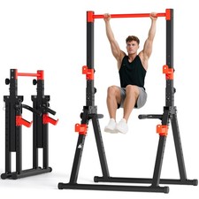 Power Tower Pull Up Bar Station, Foldable Pull Up Dip Station Free Standing f...