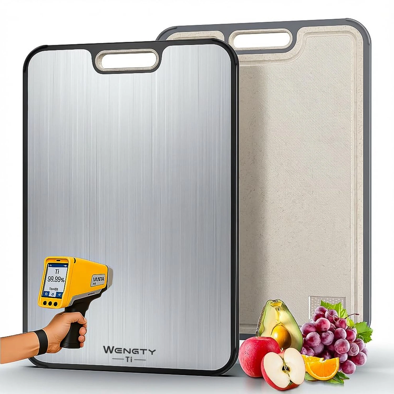 Titanium Cutting Boards for Kitchen, 2-in-1 Double Sided Food-Grade Pure Tita...