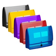 5Pack A4 Plastic File Wallet Envelope Expanding File Folder Document Organize...