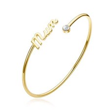18k Gold Plated Mum Cuff Bangle Created with Zircondia® Crystals