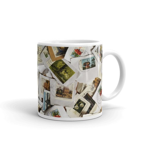 Stamp Collecting Themed White Glossy Coffee Mug NEW eBay