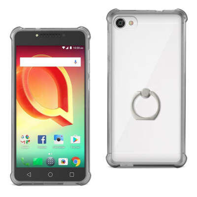 Reiko Alcatel Crave Transparent Air Cushion Protector Bumper Case with Ring Hold