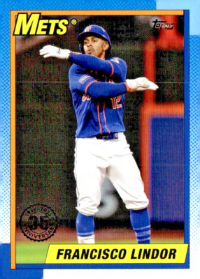 2025 Topps '90 Topps #T9038 Francisco Lindor Baseball Card New York Mets NrMt