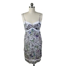 Guess Y2K Dress Womens Jr 5 White Floral Sleeveless Knee Length Cottage Milkmaid