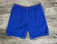 Lands End Board Shorts Men s Size XL Blue Red Plaid Reversible