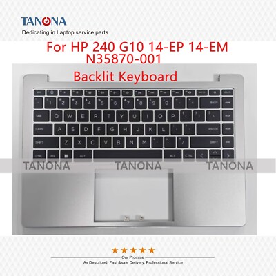 HP Laptop シルバー 英語配列 New N35870-001 For HP 240 G10 14-EP 14-EM Palmrest Upper Case
