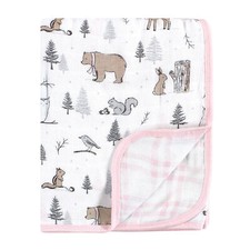Hudson Baby Muslin Tranquility Quilt Blanket, Winter Forest, One Size