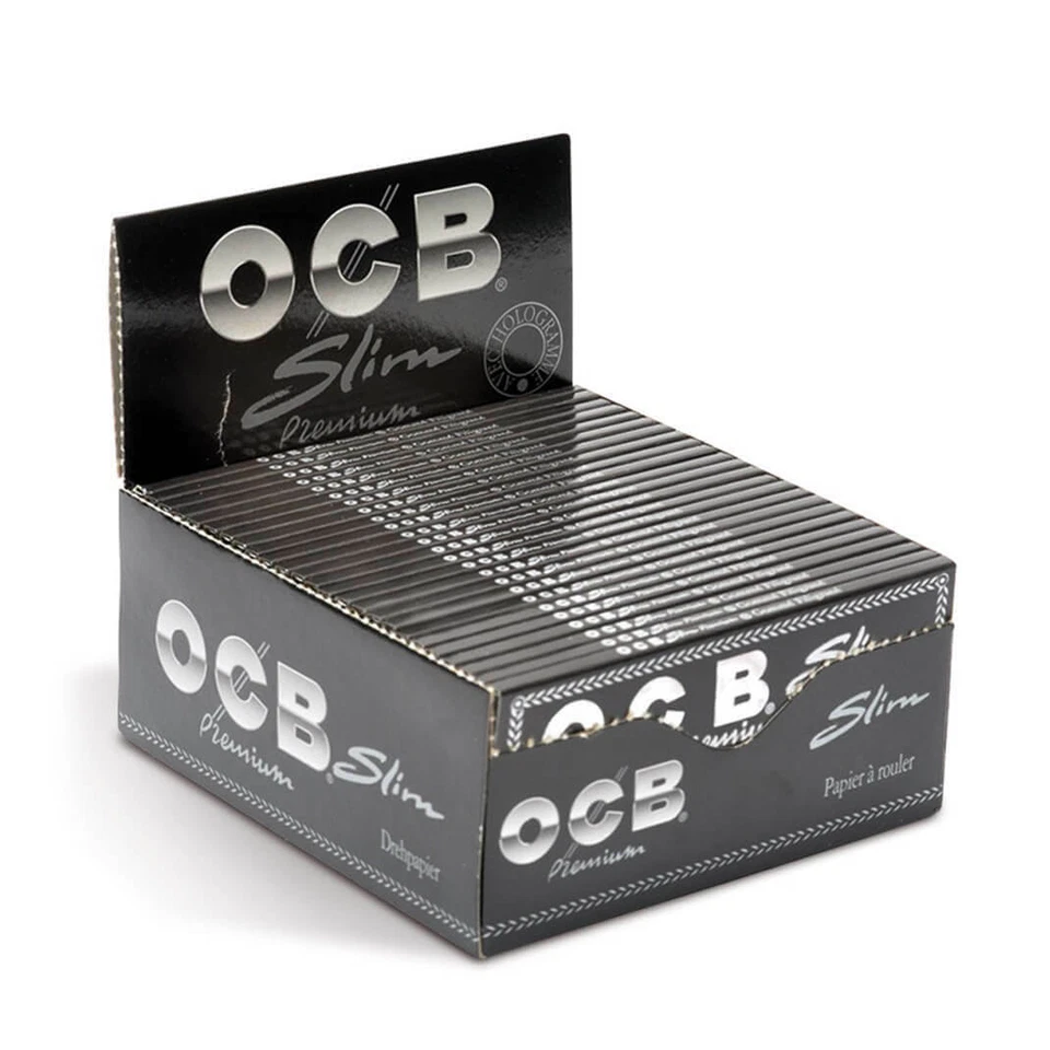 FULL PACK 50 OCB PREMIUM BLACK KING SIZE SLIM SMOKING CIGARETTE ROLLING PAPERS