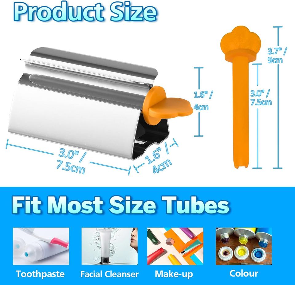 Toothpaste Squeezer Tube Roller, 3 Pack Stainless Steel Rolling