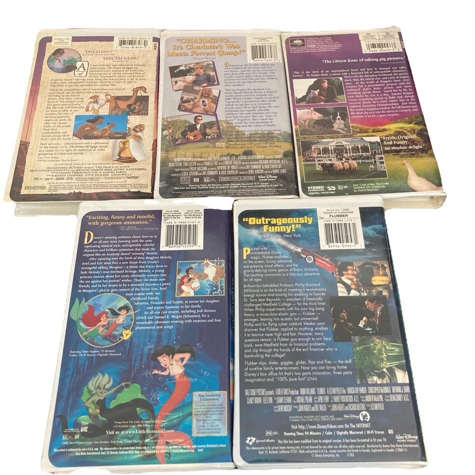 VHS Lot Of 5 : Babe, Gordy, Flubber, Little Mermaid II and Prince of Egypt Foto 3 de 3