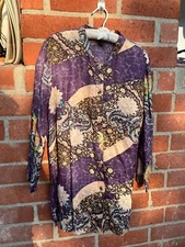 Poeme by Citron Women Blouse, Rayon 8 Silk Blend, Size 1X