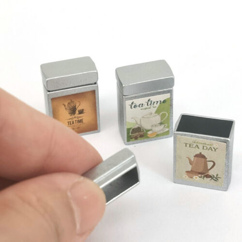 2 piezas Miniaturas de metal para casa de muñecas Miniaturas Caja de almacenamiento de té Accesorios para casa de muñecas - Imagen 1 de 11