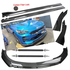 For Kia Stinger Carbon Fiber Front Bumper Lip Body Kit Spoiler Side Skirt