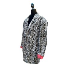 Vtg 80s Leopard Print Faux Fur Mob Wife Party Preppy Lined Medium Coat Pockets